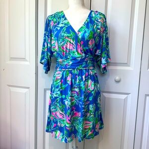 Lilly Pulitzer Parigi Skort Romper Blue Fare Fancy Fins Size M Coastal Beachy